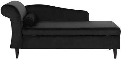 Beliani Luiro Chaise Longue zwart fluweel