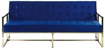 Beliani Marstal Driezitsbank blauw fluweel