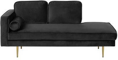 Beliani Miramas Chaise Longue zwart fluweel