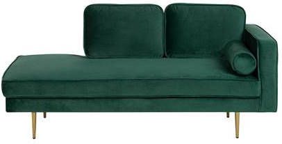 Beliani Miramas Chaise Longue groen fluweel