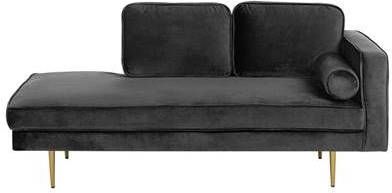 Beliani Miramas Chaise Longue zwart fluweel