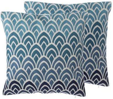 Beliani Nigella Sierkussen blauw katoen