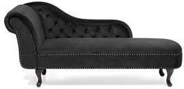 Beliani Nimes Chaise Longue zwart fluweel