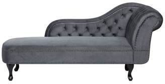 Beliani Nimes Chaise Longue grijs fluweel