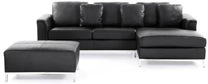 Beliani OSLO Hoekbank(linkszijdig)met ottomaan zwart