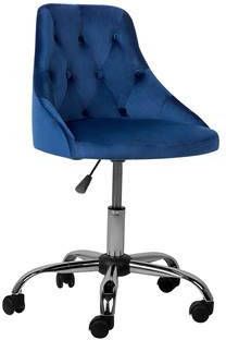 Beliani Parrish Bureaustoel blauw fluweel