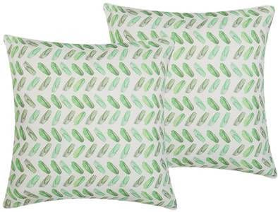 Beliani Prunus Sierkussen groen polyester