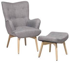 Beliani Vejle Fauteuil Grijs Stof, Stof, Hout 81x78x100