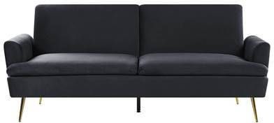 Beliani Vettre Slaapbank zwart fluweel