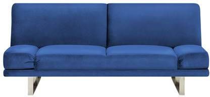 Beliani York Slaapbank blauw fluweel