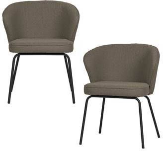 BePureHome Admit Eetkamerstoel Bouclé Nougat Set van 2