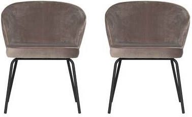 BePureHome Admit Eetkamerstoel Fluweel Khaki Set van 2
