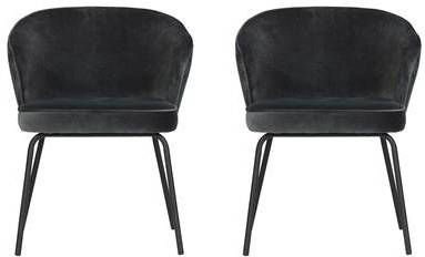 BePureHome Admit Eetkamerstoel Fluweel Staalblauw Set van 2