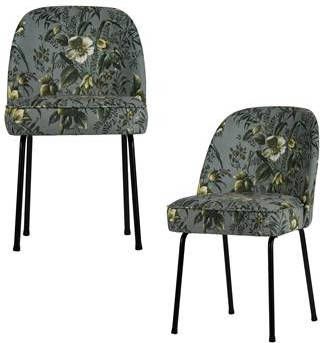 BePureHome Vogue Eetkamerstoel Fluweel Poppy Grijs Set van 2