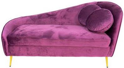 Clayre & Eef Loungebank 2 zits 2 zits Paars Hout Textiel Zitbank Sofabank Chaise Lounge Paars Zitbank Sofabank