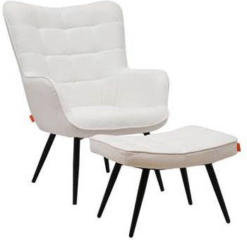 Duverger Nordic Fauteuil hocker wit alpine teddy stof