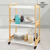 Excellent Houseware Keukentrolley 51x30x80cm bamboe beige en wit online kopen