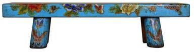 Fine Asianliving Massief Houten Chinese Bank Handgeschilderde Bloemen