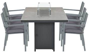 Garden Impressions Amarillo Tuinset 7 delig Donker Grijs Elnes Vuurtafel 200x100 Cm