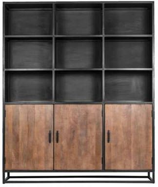Giga Meubel Vakkenkast Hout/Metaal 3 deurs 180x45x215cm Nora