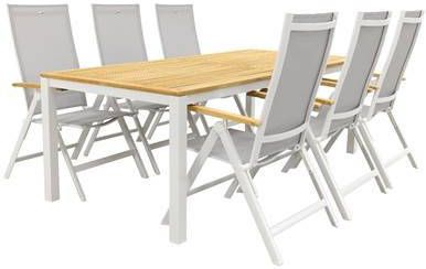 Hartman Napoli teak wit/Sonata 220 cm. tuinset 7 delig