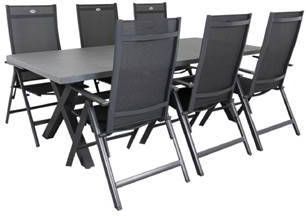 Hartman Napoli/Concrete 220 cm. tuinset 7 delig verstelbaar Leen Bakker