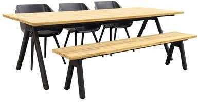 Hartman tuinset Sophie Studio Black/Mason teak tafel 240 cm. + bank