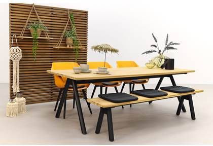 Hartman tuinset Sophie Studio Orange/Mason teak tafel 240 cm. + bank