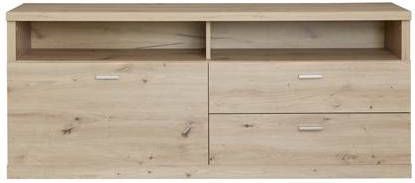 Hioshop Echo Tv meubel 2 Laden, 2 Open Vakken, 1 Klep, Zonder Verlichting Eiken Decor.