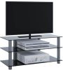 Hioshop Netasa Tv meubels Met 3 Glazen Legplanken, Zilverkleurig, Zwart Glas. online kopen