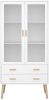 Hioshop Pavis vitrinekast met 2 deuren in glas en 2 lades in wit. online kopen