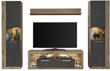 Hioshop Rominia wandkast opstelling B, eiken decor, Matera decor.