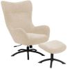 Hioshop Talgy fauteuil relaxfauteuil met voetenbank crème, zwart. online kopen