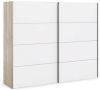 Hioshop Veto Schuifdeurkast 2 deuren breed 243 cm eiken decor wit. online kopen