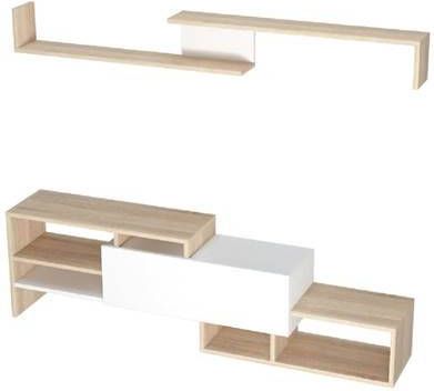 Homemania Tv meubelset Fenice 150x27x45 cm wit en sonomakleurig