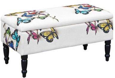 Leen Bakker Hocker Trondheim wit met print 40x80x40 cm