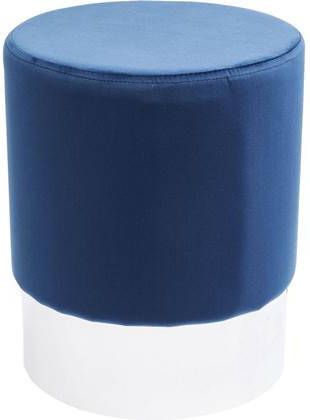 Kare Design Poef Cherry Ø35x42 Blauw Fluweel Zilver