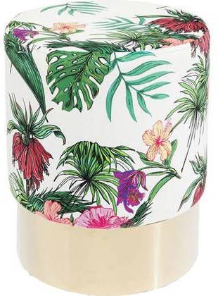 Kare Design Poef Cherry B35 X H42 Cm Stof Jungle Print Messing