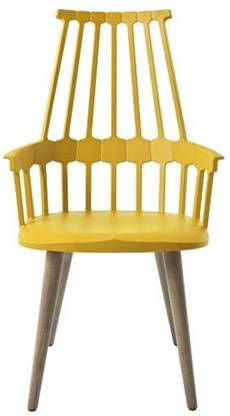 Kartell Comback Chair Houten Poten Mosterdgeel
