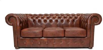Chesterfield Bank Class Leer 3 zits Cloudy Oud Bruin