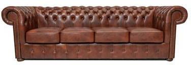 Chesterfield Bank Class Leer 4 zits Cloudy Oud Bruin