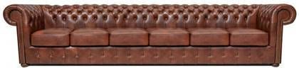 Chesterfield Bank Class Leer 6 zits Cloudy Oud Bruin