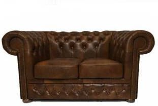 Chesterfield Bank First Class Leer 2 zits Cloudy Licht Bruin