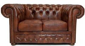 Chesterfield Bank First Class Leer 2 zits Cloudy Oud Bruin