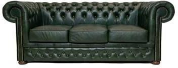 Chesterfield Bank First Class Leer 3 zits Cloudy Groen