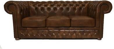 Chesterfield Bank First Class Leer 3 zits Cloudy Licht Bruin