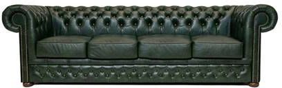 Chesterfield Bank First Class Leer 4 zits Cloudy Groen