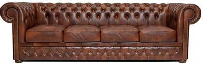 Chesterfield Bank First Class Leer 4 zits Cloudy Oud Bruin