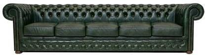 Chesterfield Bank First Class Leer 5 zits Cloudy Groen