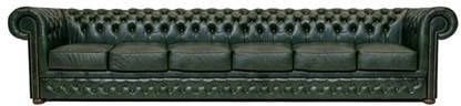 Chesterfield Bank First Class Leer 6 zits Cloudy Groen